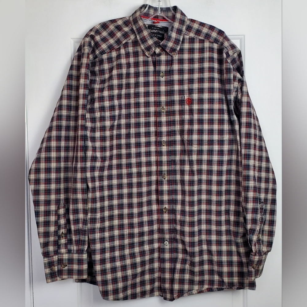 Ariat Mens Pro Series Karter Classic Fit Stretch LS Shirt Western - Size L - EUC